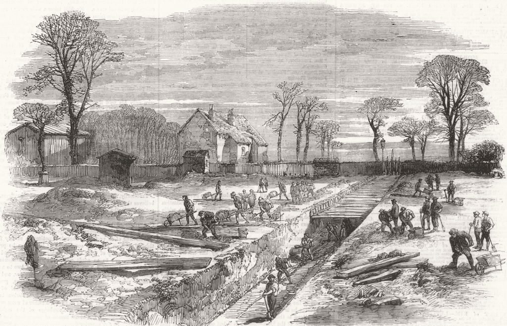 LONDON. Metropolitan High-Level Sewer, Victoria Park 1859 old antique print