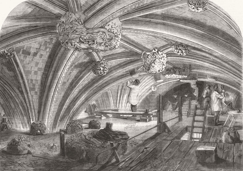 LONDON. The Crypt, St Stephen's Chapel, Westminster 1859 old antique print