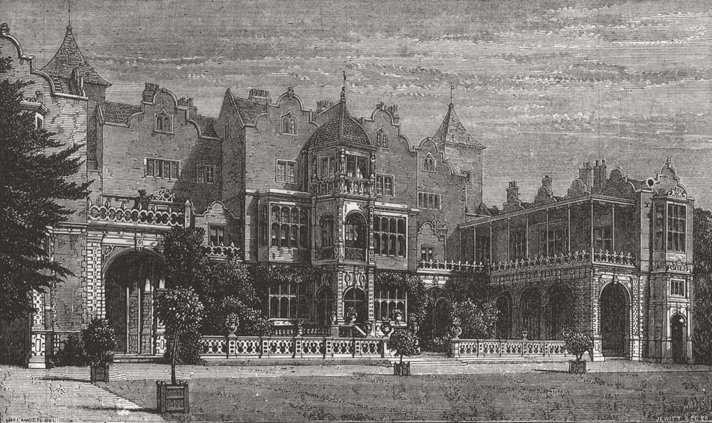 LONDON. Holland House, South front 1873 old antique vintage print picture