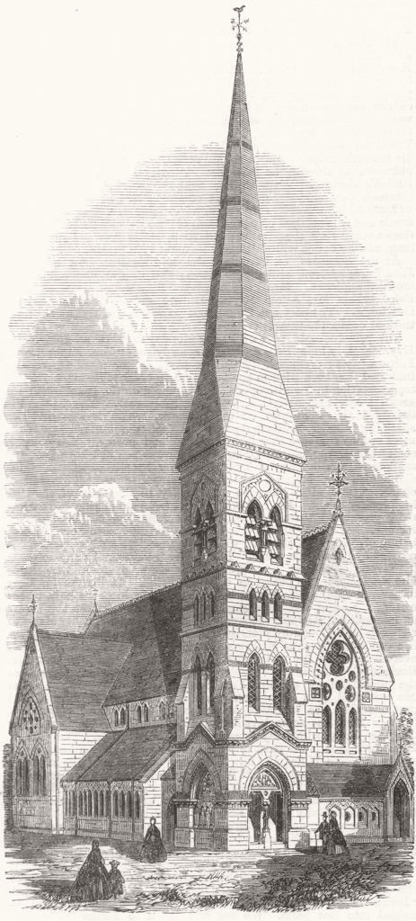 Associate Product SURREY. St Andrews(ex all saints) Church, Camberwell 1866 old antique print