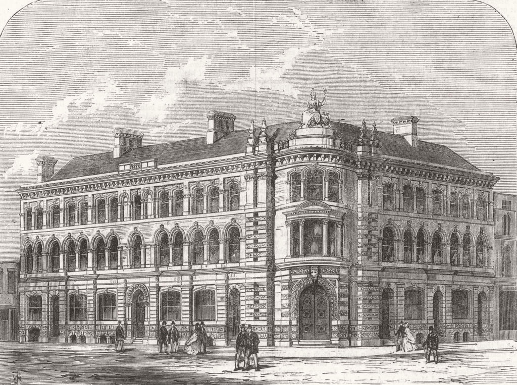 Associate Product YORKS. New exchange Buildings, Hull 1866 old antique vintage print picture