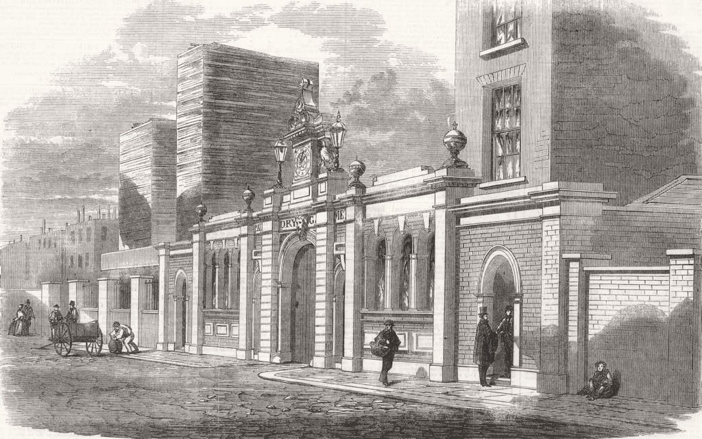 LONDON. Crolls dry gas-meter works, Kingsland Rd 1859 old antique print