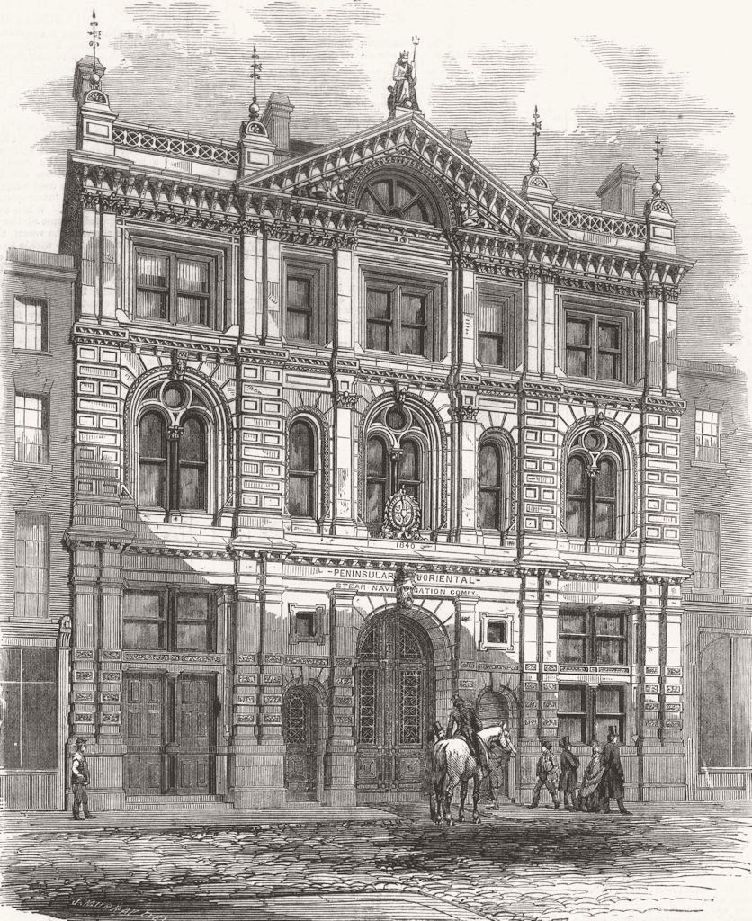 Associate Product LONDON. Peninsular & Oriental offices, Leadenhall St 1859 old antique print