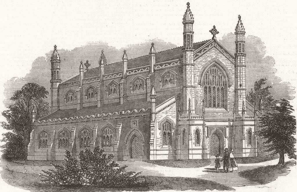 LONDON. New Congregational Church at Kentish Town 1847 old antique print