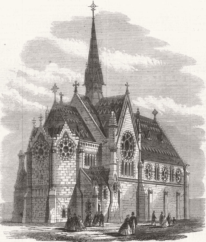 SCOTLAND. St Mary's church, Carden-Place, Aberdeen 1864 old antique print