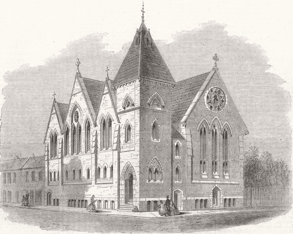 CHESHIRE. St Pauls Working Mens Church, Birkenhead 1864 old antique print