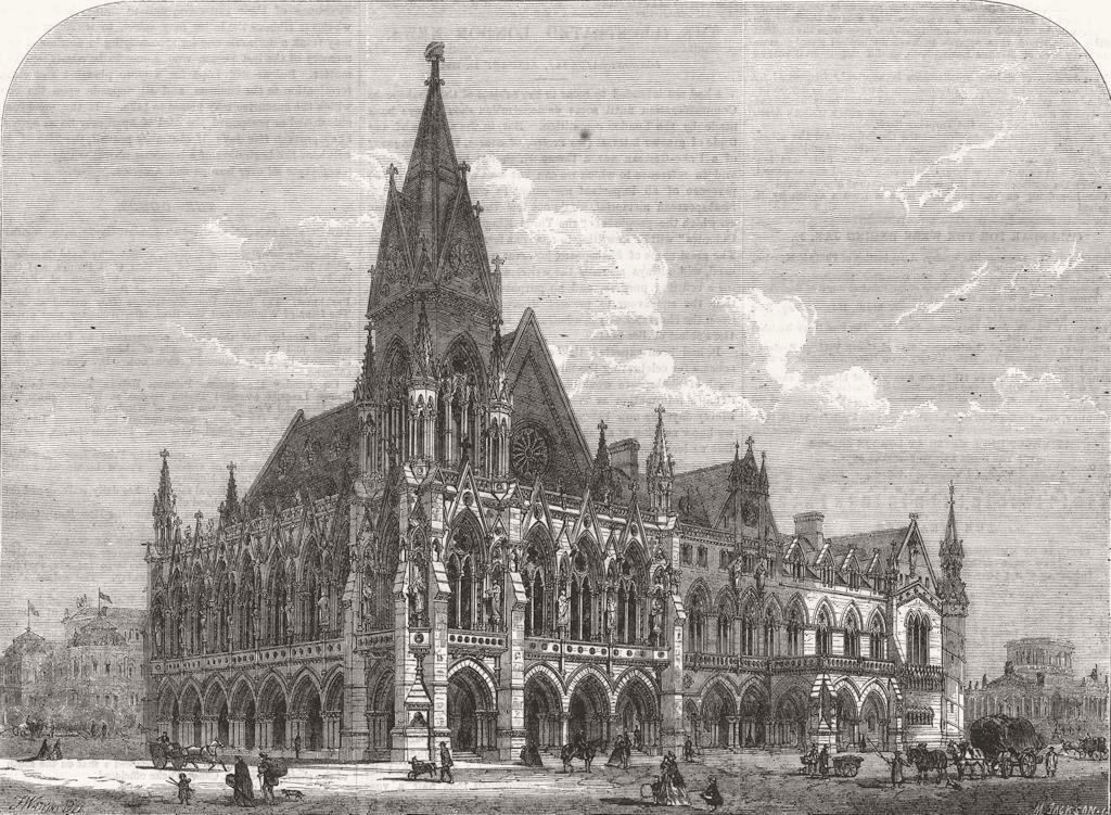 Associate Product LONDON. A Provincial Townhall and Market-Place 1864 old antique print picture