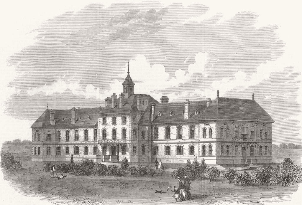 SURREY. The Royal Surrey County Hospital 1866 old antique print picture
