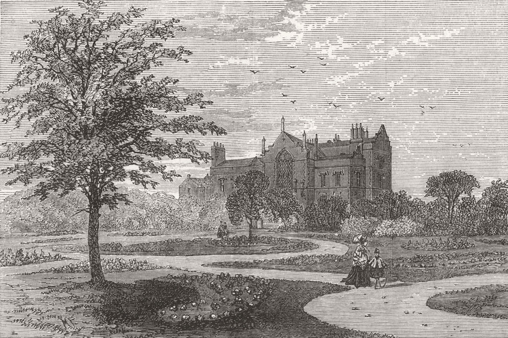 LINCS. Stamford Public Park, Ashton-Under-Lyne 1873 old antique print picture