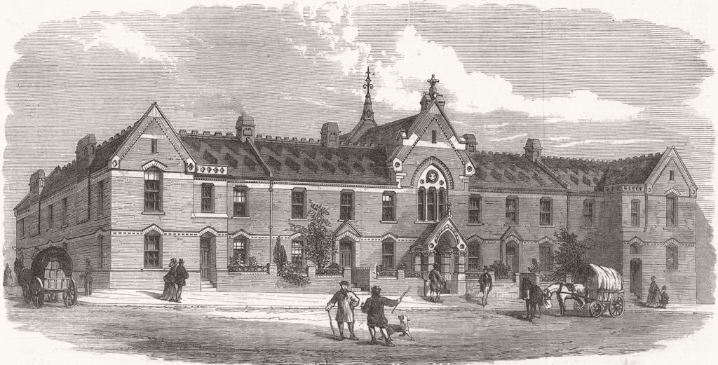 Associate Product LONDON. Drovers Hall, Metropolitan cattle market 1873 old antique print