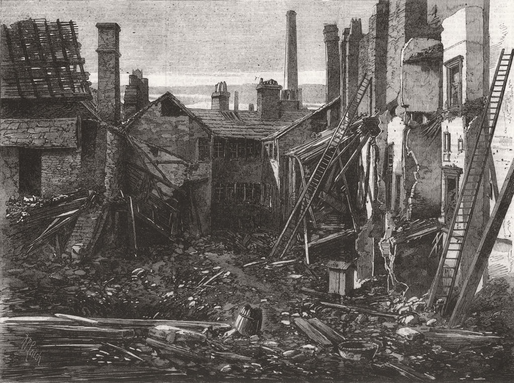 WARCS. Factory explosion, Graham-Street, Birmingham 1862 old antique print