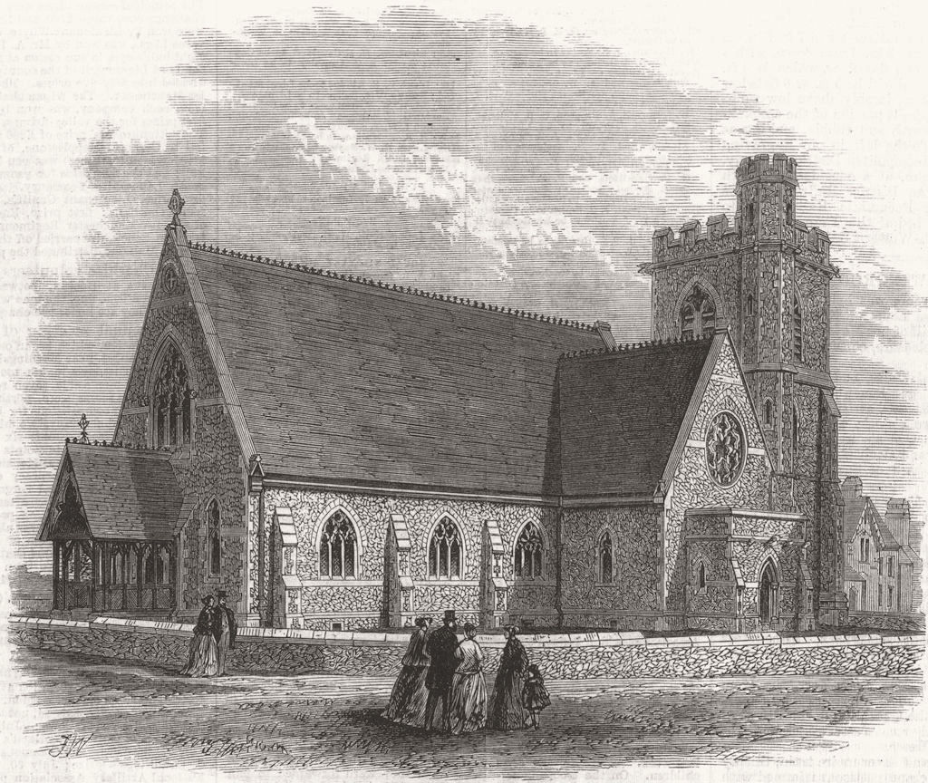Associate Product BERKS. All Saints' Church, Bray Wood, Windsor Forest 1867 old antique print