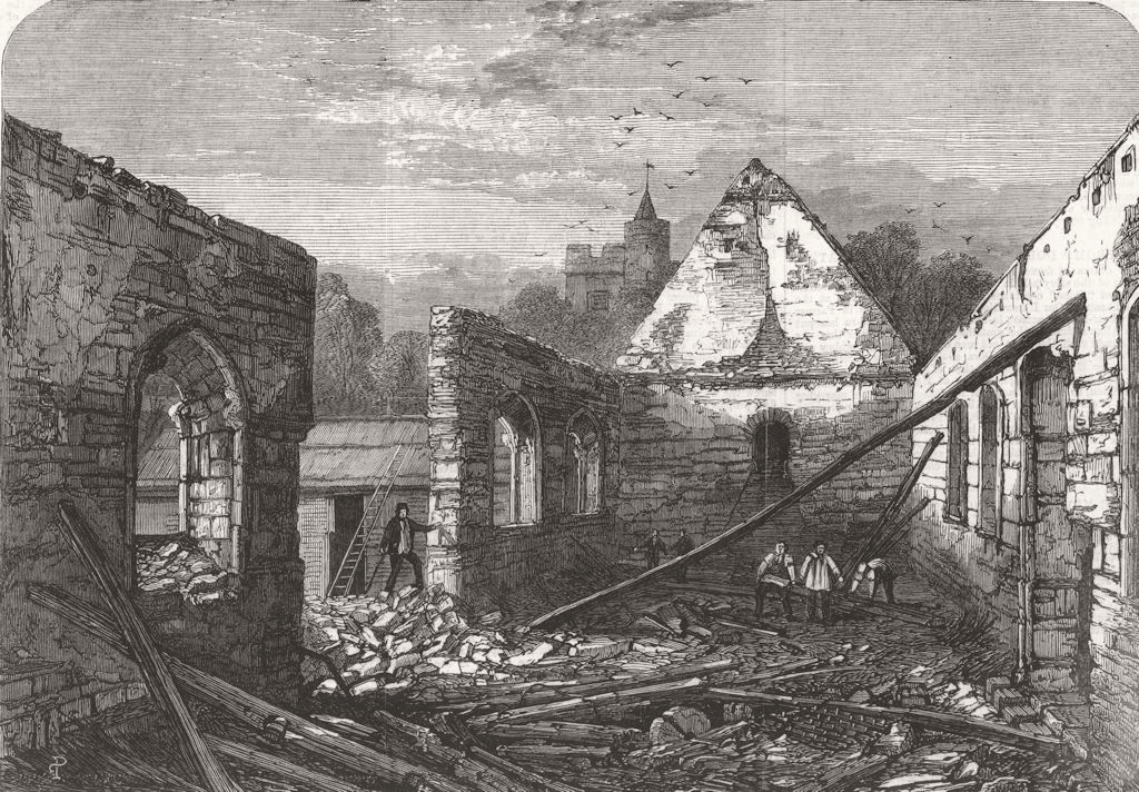KENT. Ruins of Court-Lodge farm, Chillingham 1867 old antique print picture