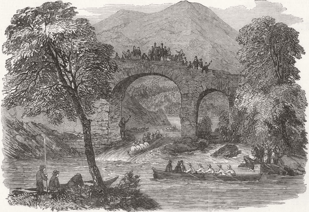 IRELAND. Lord-Lt, Killarney at Weir Bridge 1849 old antique print picture