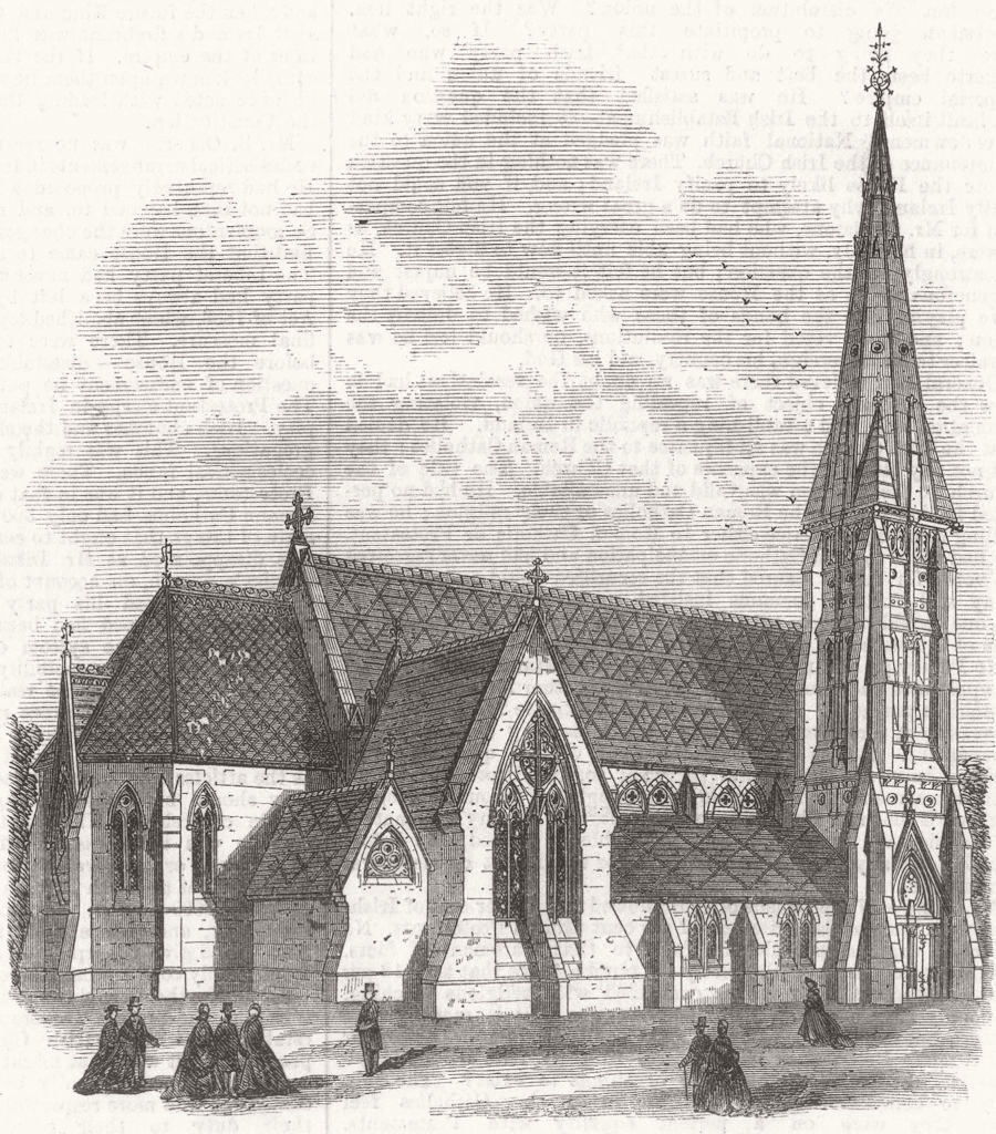 KENT. St Mark's, Broadwater Down, Tunbridge Wells 1868 old antique print