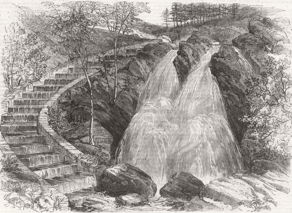 NORTHUMBS. Salmon-Stairs 1862 old antique vintage print picture