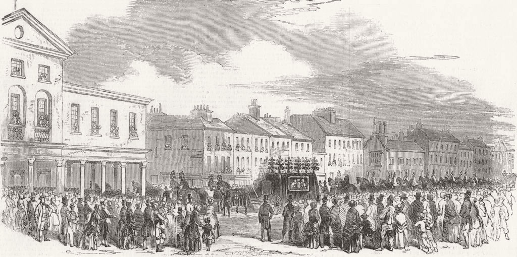 LONDON. The procession through Uxbridge 1849 old antique vintage print picture