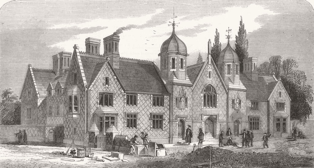 Associate Product DORSET. Queen Elizabeth Grammar School, at Wimborne 1849 old antique print