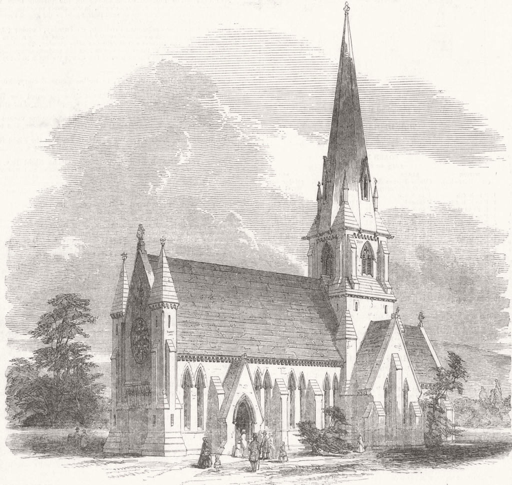 YORKS. Meanwood new church, near Leeds 1849 old antique vintage print picture