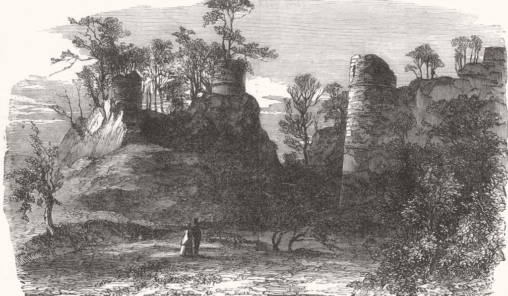SHROPS. The Red Castle, Hawkstone Park 1854 old antique vintage print picture