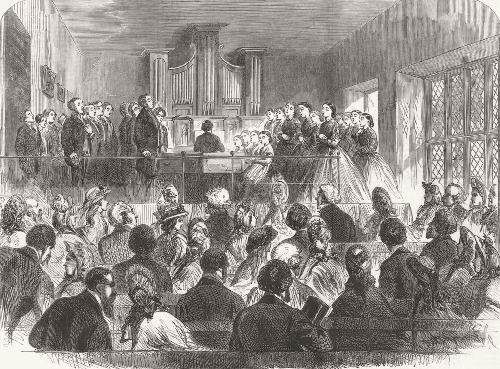 YORKS. Concert given by inmates of Blind Asylum 1864 old antique print picture