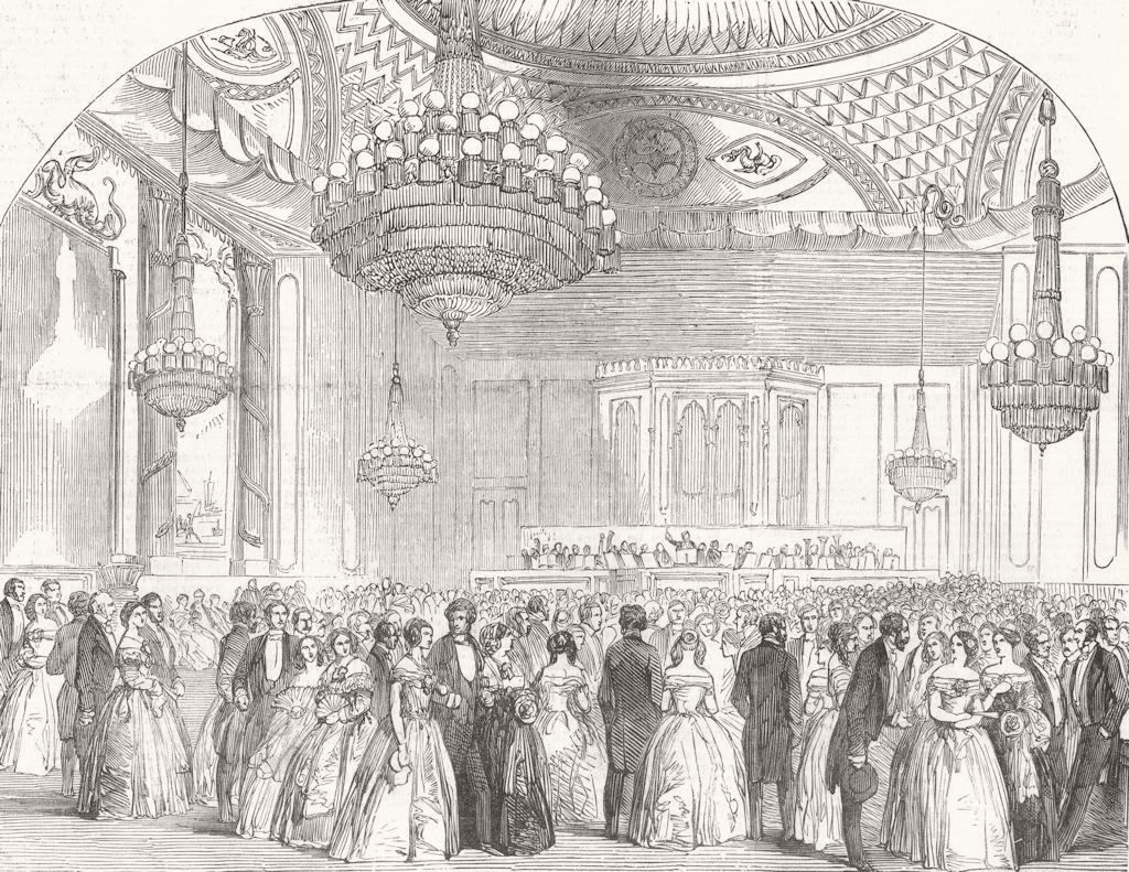 SUSSEX. ball, Brighton Pavilion(Music-Room) 1851 old antique print picture
