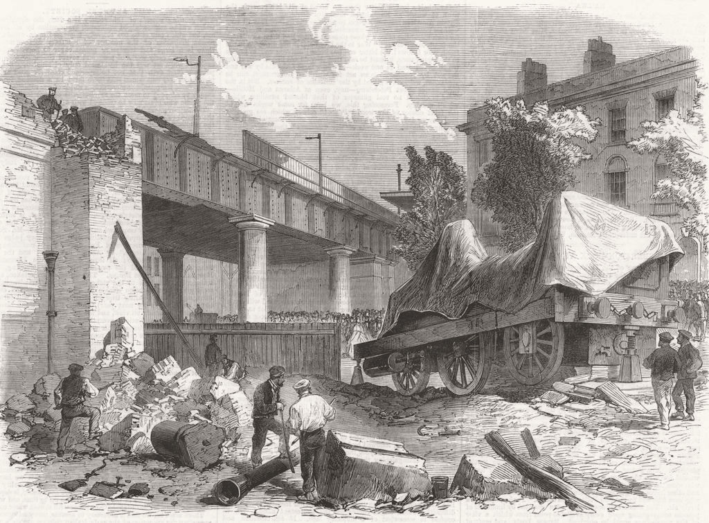 LONDON. accident, North London Railway 1864 old antique vintage print picture