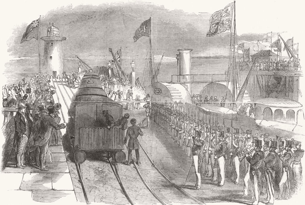 WALES. Arrival of Queen, Holyhead 1853 old antique vintage print picture