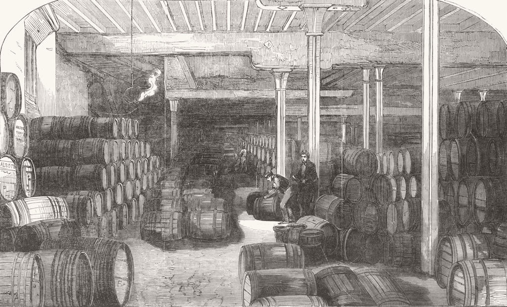 LONDON. Allsopp's Ale Stores, Haydon Sq, Minories 1853 old antique print