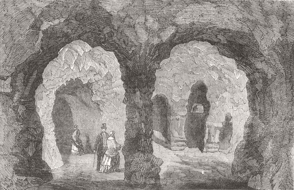 SHROPS. The Grotto, in Hawkstone Park 1854 old antique vintage print picture