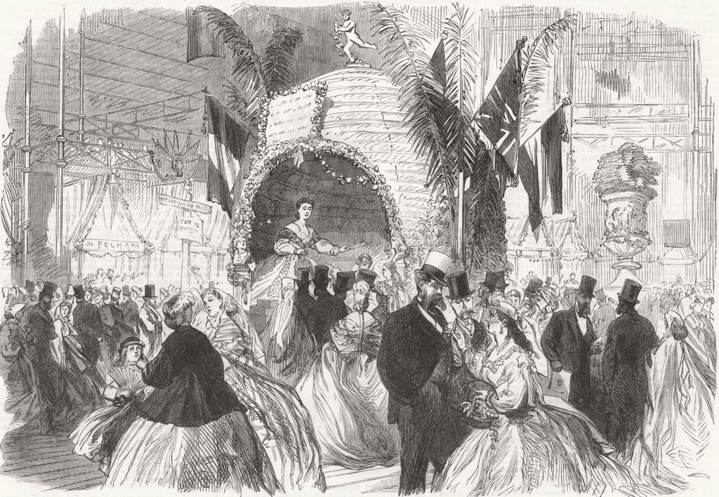 SURREY. Beehive, Dramatic School Fete, Crystal Palace 1865 old antique print