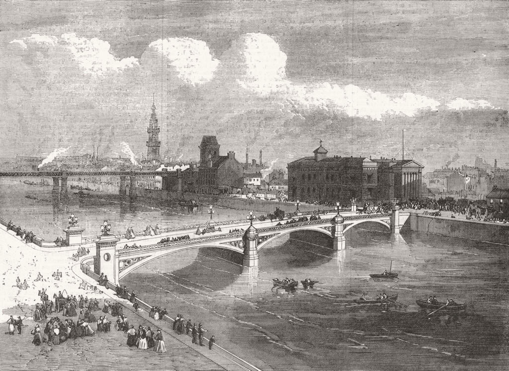 SCOTLAND. Albert Bridge, Glasgow, opened last week 1871 old antique print