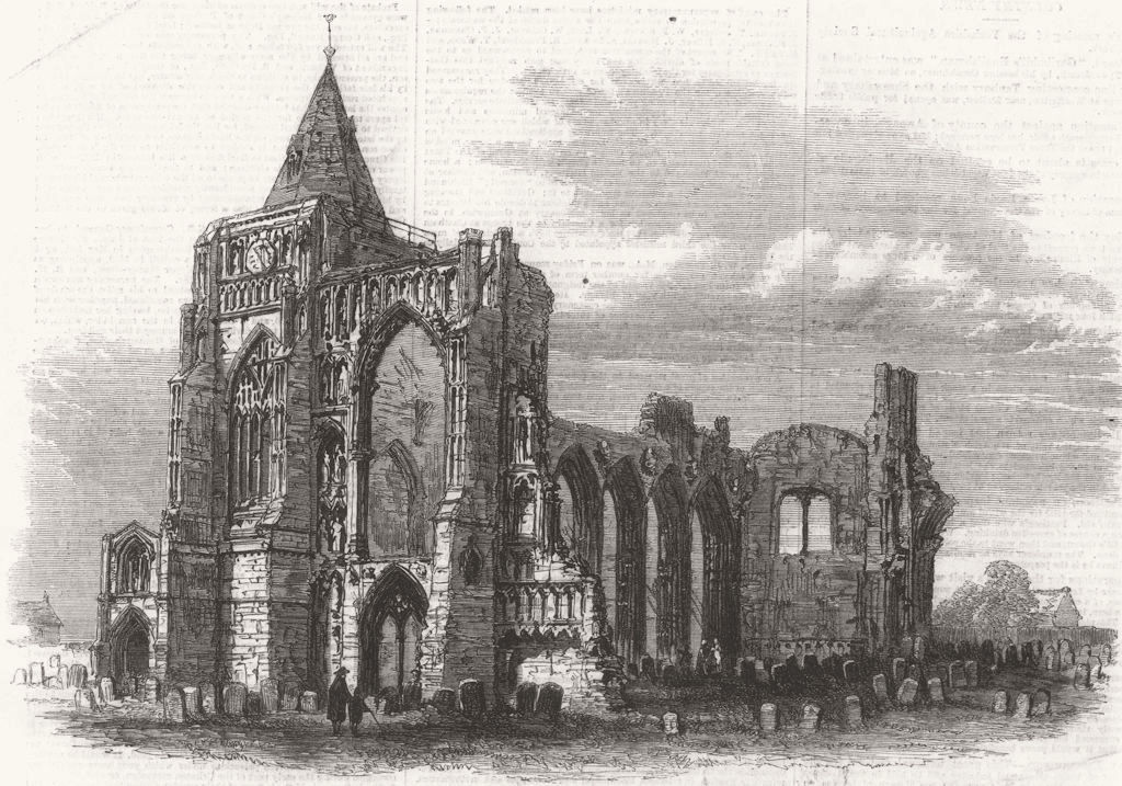 LINCS. Crowland Abbey, Lincolnshire 1861 old antique vintage print picture