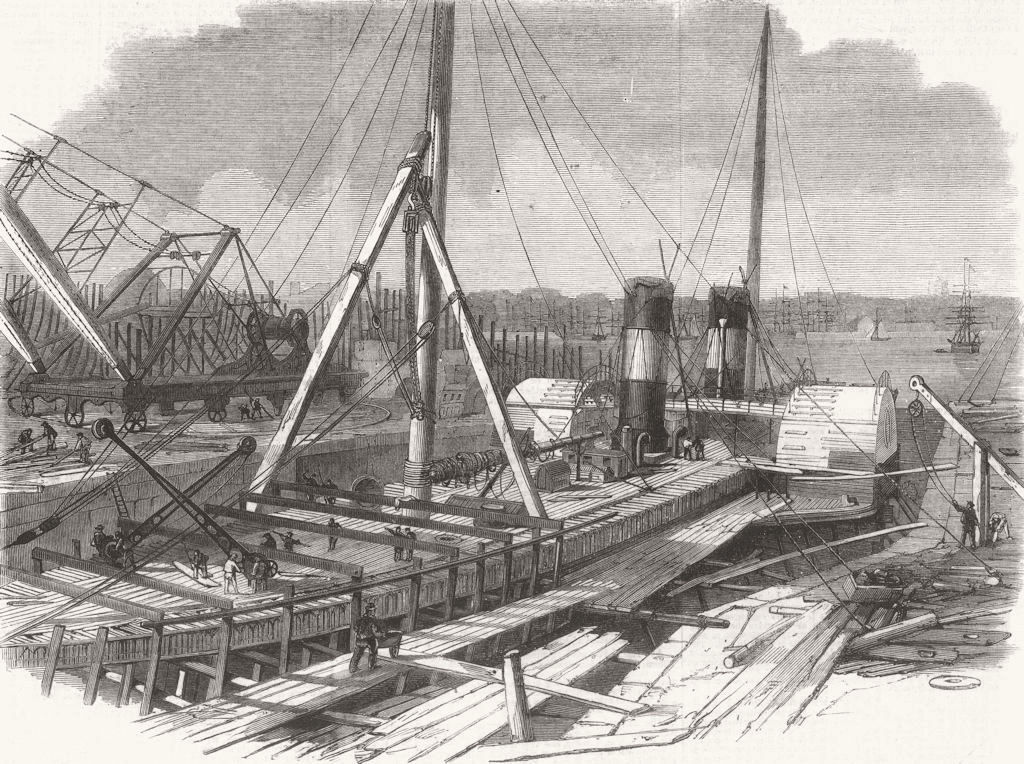CHESHIRE. Laird's dry docks, Birkenhead 1861 old antique vintage print picture