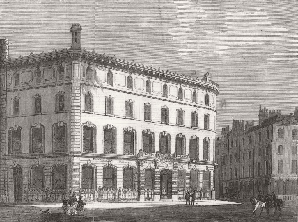 LONDON. Covent-Garden-Debenham, Storr auction rooms 1860 old antique print