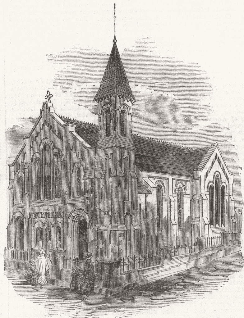 STAFFS. Chapel, Wednesfield Heath, Wolverhampton 1860 old antique print