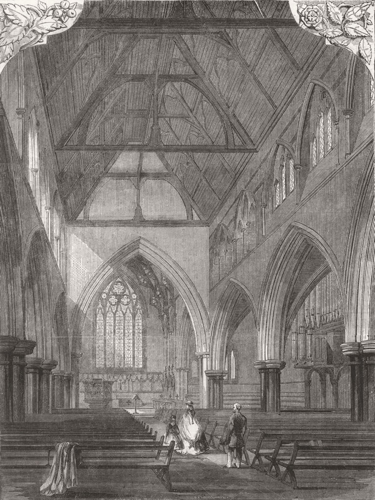LANDSCAPES. All Saints Church, Notting Hill 1866 old antique print picture