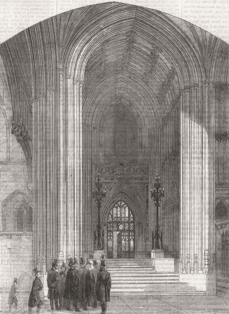 LONDON. main entry, St Stephen's Hall, Westminster 1860 old antique print