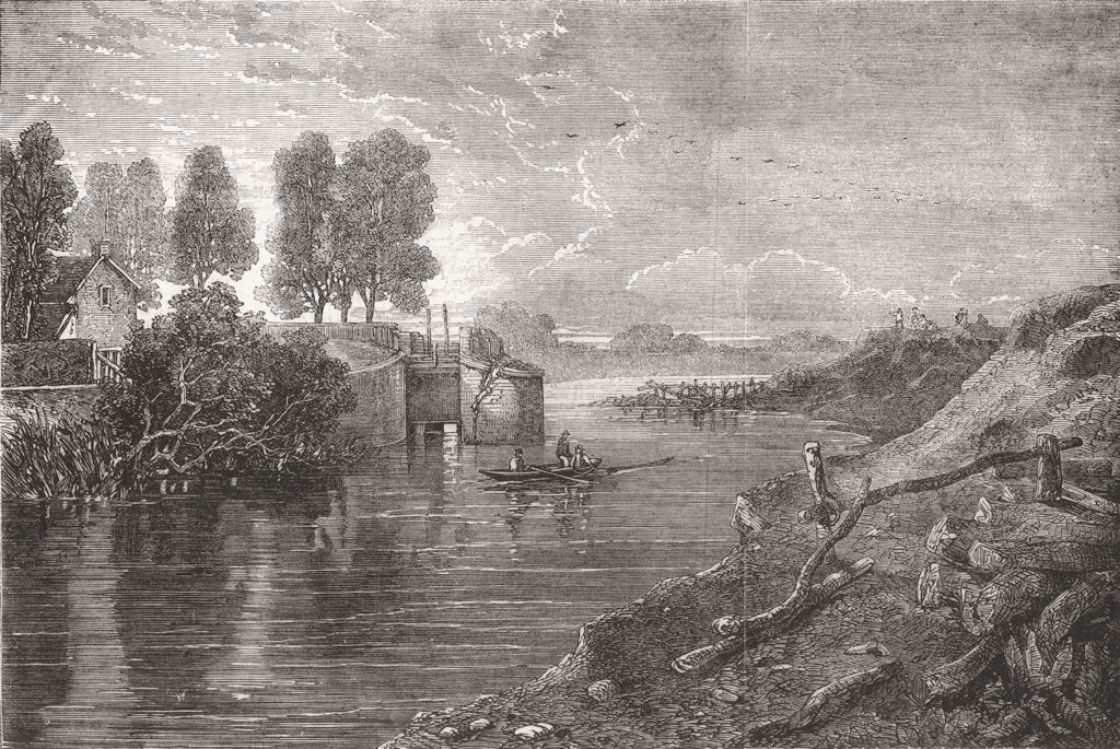 NORFOLK. flood, fens-blown sluice 1862 old antique vintage print picture