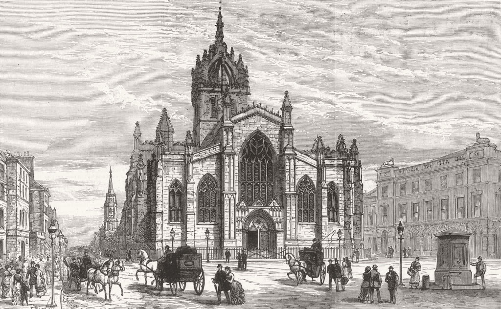 LONDON. St Gile's Church, Edinburgh 1883 old antique vintage print picture