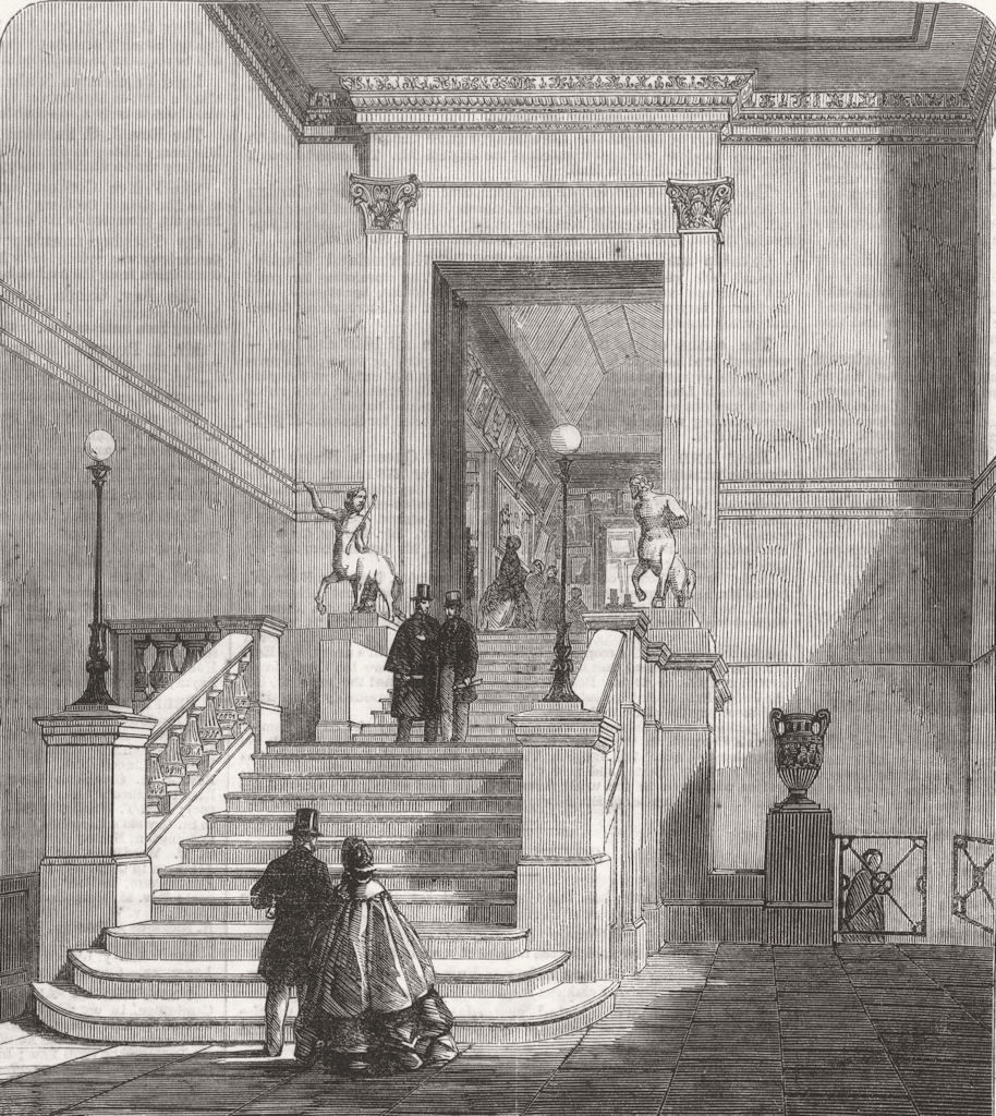 LONDON. new stairs to Royal Academy 1861 old antique vintage print picture