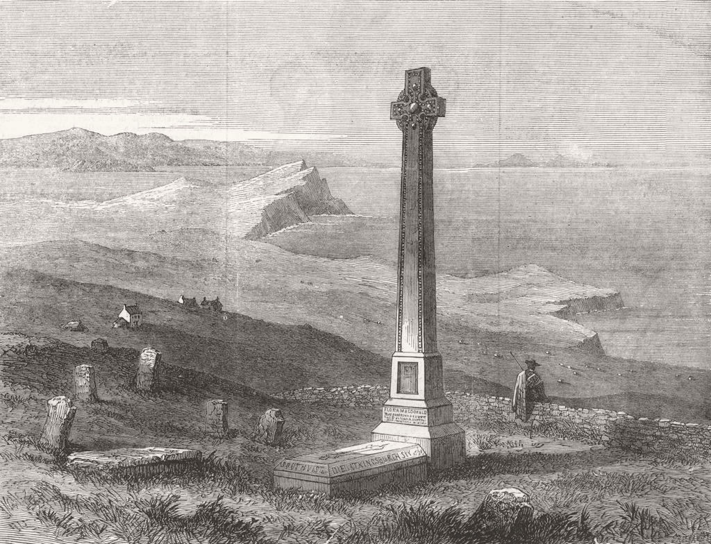 Associate Product SCOTLAND. Flora Macdonald's Monument, Kilmuir, Skye 1872 old antique print