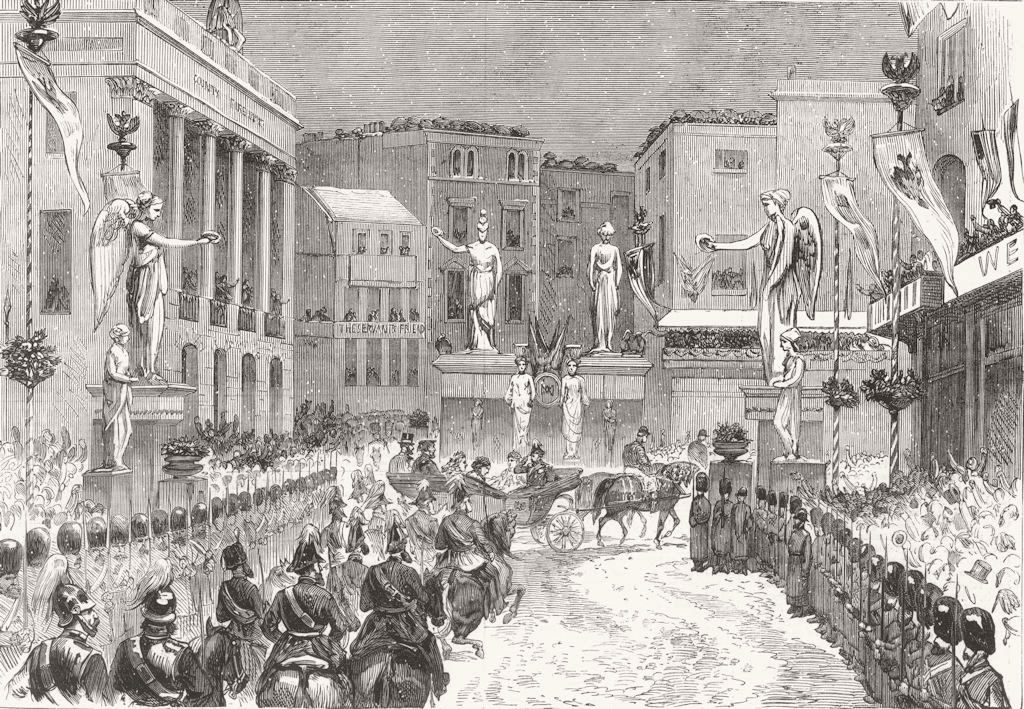 LONDON. parade, foot of Regent St 1874 old antique vintage print picture
