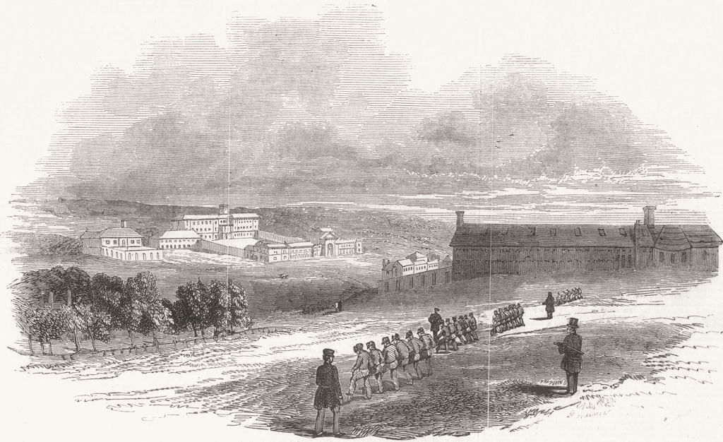 IOW. Parkhurst Prison-general view 1847 old antique vintage print picture