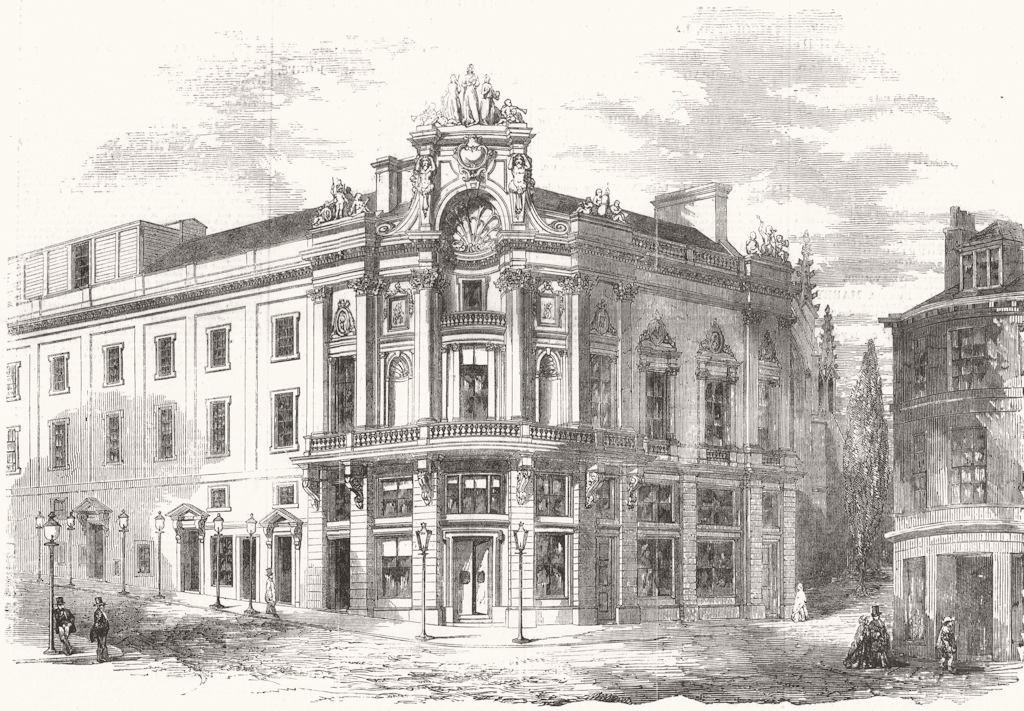 SCOTLAND. Queen's Theatre & Opera House, Edinburgh 1857 old antique print