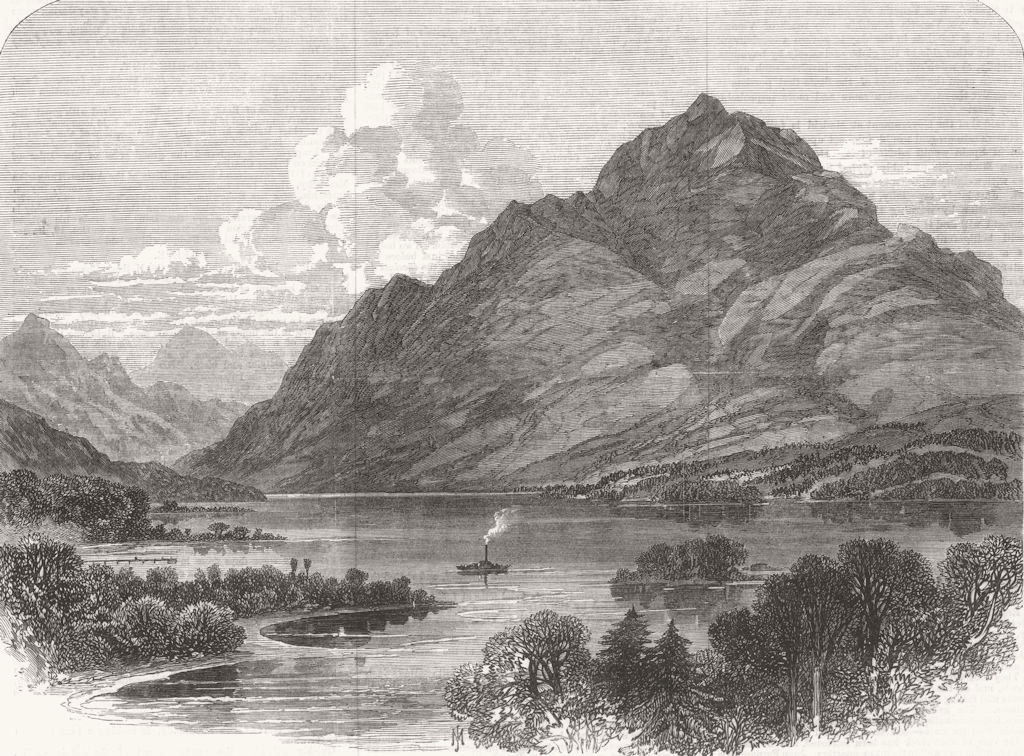 SCOTLAND. Loch Lomond, from Inch Tavanagh 1869 old antique print picture