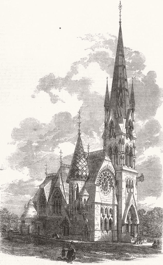 SCOTLAND. Miss Barclay's Free Church, Edinburgh 1864 old antique print picture