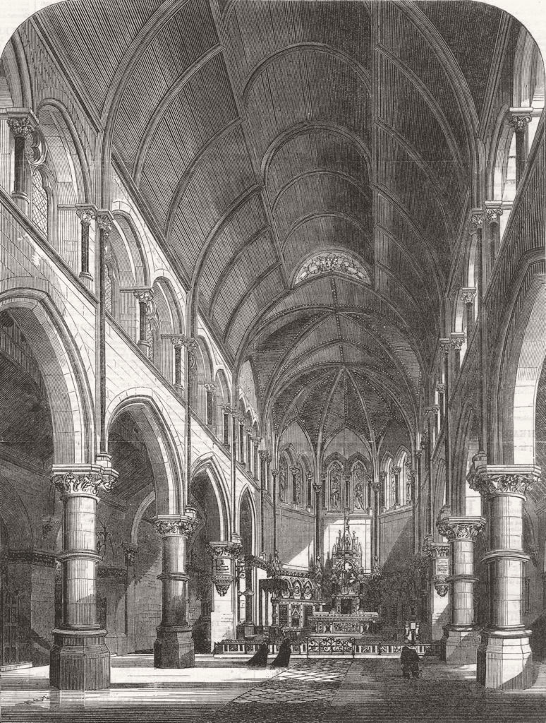 YORKS. new Catholic Cathedral, York 1864 old antique vintage print picture