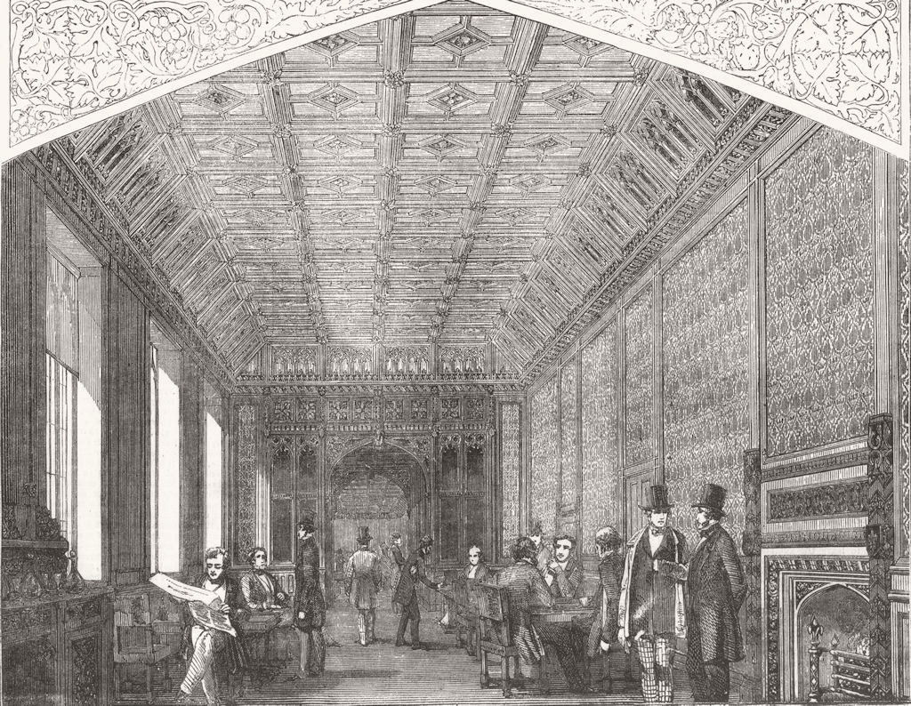 Associate Product LONDON. Westminster. Refreshment-Room of Lords 1854 old antique print picture