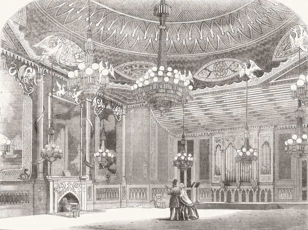 SUSSEX. Music-Room, Pavilion, Brighton 1856 old antique vintage print picture